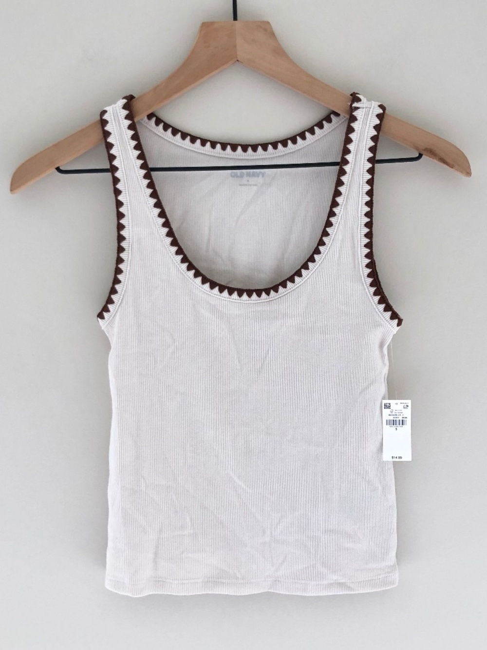 NWT Old Navy Embroidered Trim Ribbed Crop Tank Top
